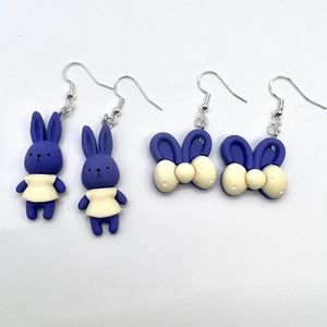 Bunny Earrings - Rabbit Earrings - Clay Earrings - Easter Earrings - Spring